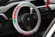 Steering wheel cover with printing